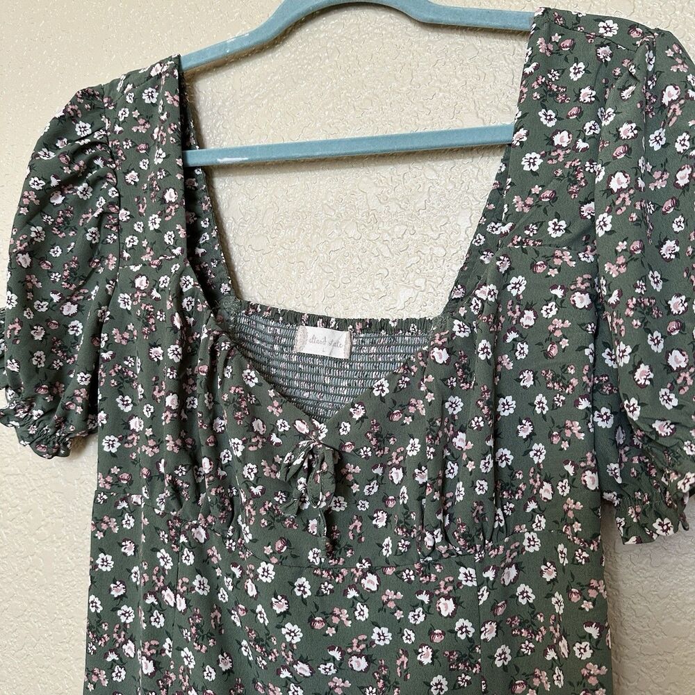 altar'd state dress Green Sun Dress Micro Floral Smocked Back Size Large Cottage - Picture 4 of 7